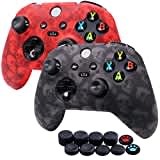 [2 PCS] Jusy Xbox Series X/S Maneta Funda de Silicona Carcasa, Antideslizante, Juego de Accesorios Protección, con 10 Asas para el Pulgar (cráneos cómicos)