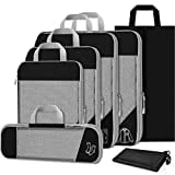 TAMOWA Organizador de Equipaje 7 en 1 Expandibles, Organizador Maleta Viaje, Compression, Bolsas Para Ropa, Zapatos,Negro