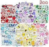 Pegatinas 300 Stickers Aesthetic Colores, Pegatinas Infantiles Adultos, Pegatinas Vinilo Impermeable, Pegatinas para Scrapbooking Maletas Pc Ordenador Portatil Journal Telefono Movil Botella Agua etc