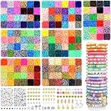 BIBOKLTIY 20860PCS Abalorios para Hacer Pulseras, 168 Colores 6mm Kit Pulseras Arcilla Polimérica Cuentas Para Pulseras DIY Manualidad Fabricación de Pulseras Joyas Kit con Letras