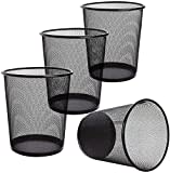 Tebery Juego de 4 cubos de basura de malla circular, cesta de basura para baños, cocinas, oficinas en casa, dormitorios (negro)