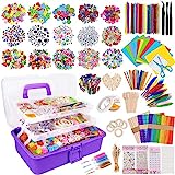 JOTOL Kit Manualidades Niños,3100+PCS DIY Creativo - Material Arts Crafts, Juegos con Pompoms, Palos y Papel de Colores