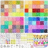 96 Colores 12300 Piezas Cuentas para Pulseras 6mm Cuentas para Hacer Pulseras, Abalorios para Hacer Pulseras, Kit para Hacer Pulseras con Letras Cuentas para Hacer Niña Pulseras para Collar Pendientes